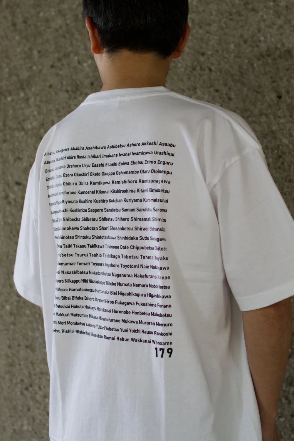 北海道の全179市町村が刻まれたTシャツ。ホッカイドウグラフィのベストセラーアイテム。