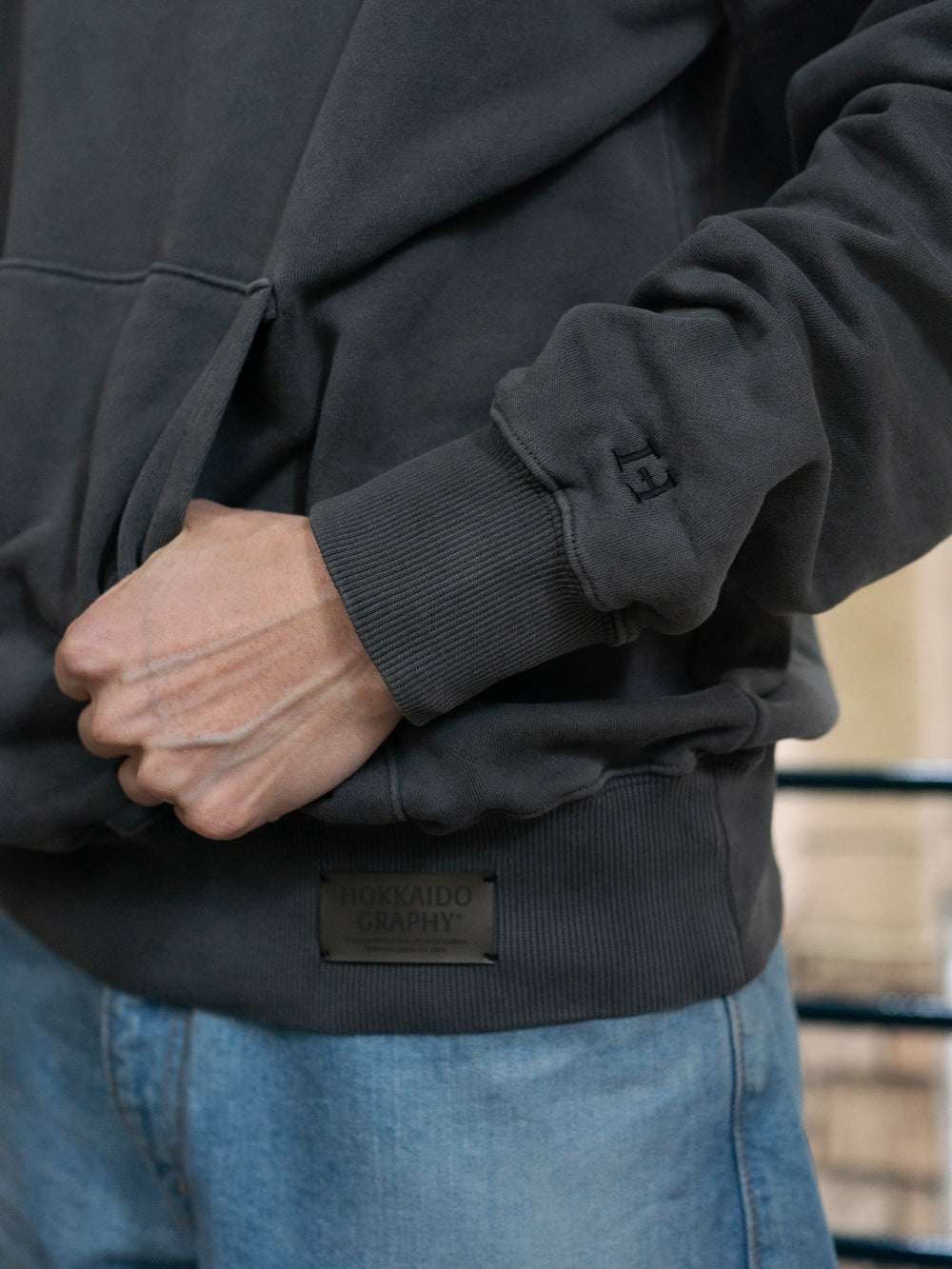 HKDGRP "LEATHER EMBLEM" HOODIE